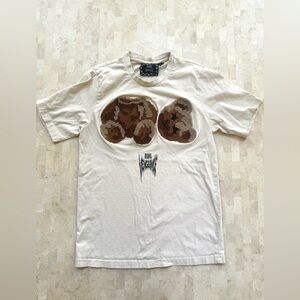 REBEL Vengeance‎ Y2K Grunge Punk Fuzzy Fur Teddy Bear Graphic Shirt Mens Sz S